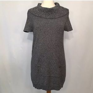 Tommy Hilfiger Blue White Cowl Neck Sweater Dress